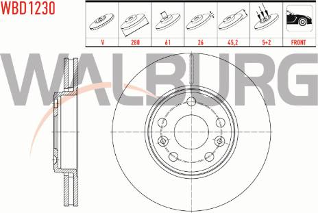 Walburg WBD1230 - Bremžu diski www.autospares.lv