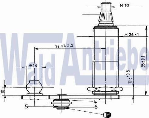 WaldAntriebe 107313 - Stiklu tīrītāja gultnis www.autospares.lv