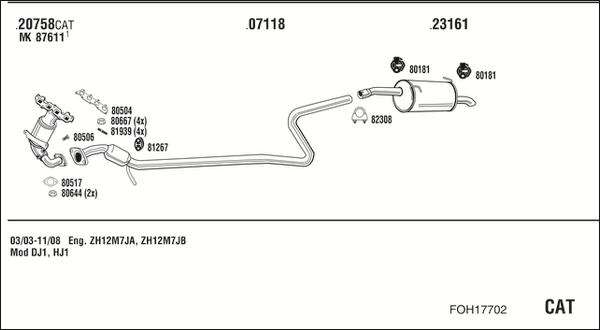 Walker FOH17702 - Izplūdes gāzu sistēma www.autospares.lv