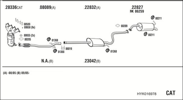 Walker HYK016978 - Izplūdes gāzu sistēma www.autospares.lv