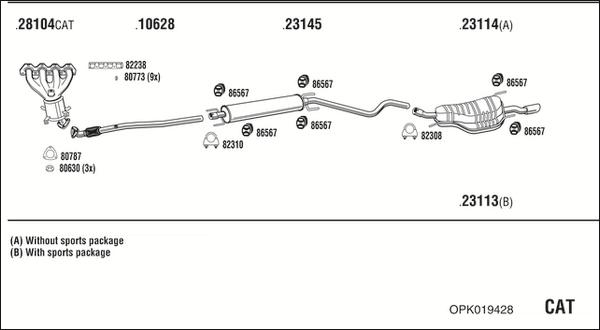 Walker OPK019428 - Izplūdes gāzu sistēma www.autospares.lv