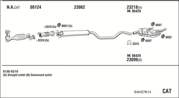 Walker SAH27614 - Izplūdes gāzu sistēma www.autospares.lv