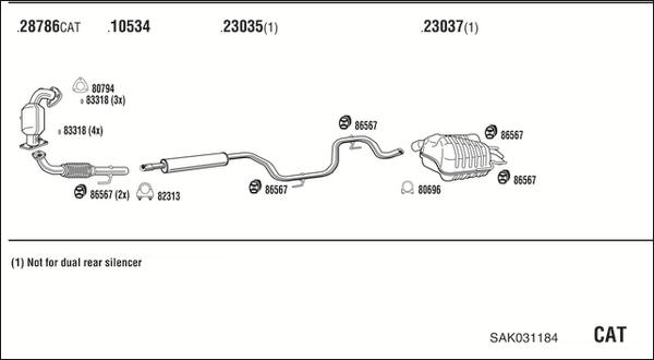 Walker SAK031184 - Izplūdes gāzu sistēma www.autospares.lv