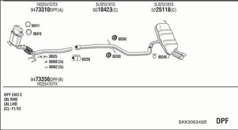 Walker SKK006345B - Izplūdes gāzu sistēma www.autospares.lv