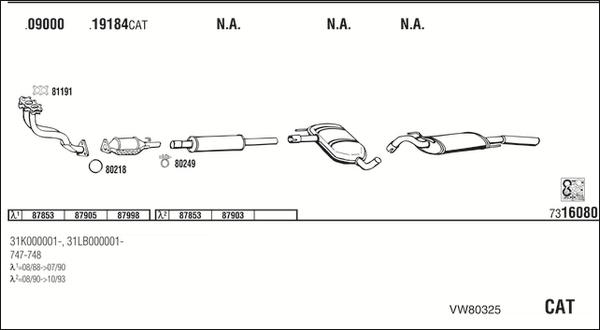 Walker VW80325 - Izplūdes gāzu sistēma www.autospares.lv