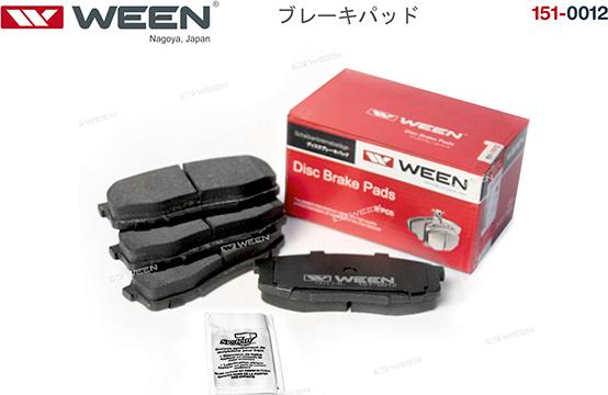 Ween 151-0012 - Тормозные колодки, дисковые, комплект www.autospares.lv