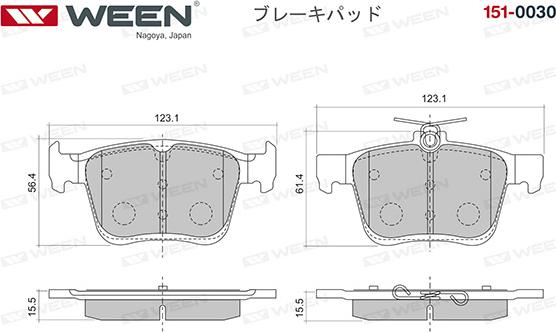 Ween 151-0030 - Тормозные колодки, дисковые, комплект www.autospares.lv