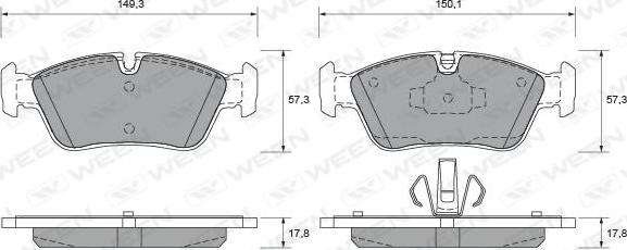 Ween 151-1992 - Bremžu uzliku kompl., Disku bremzes autospares.lv