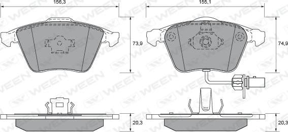 Ween 151-1943 - Bremžu uzliku kompl., Disku bremzes www.autospares.lv