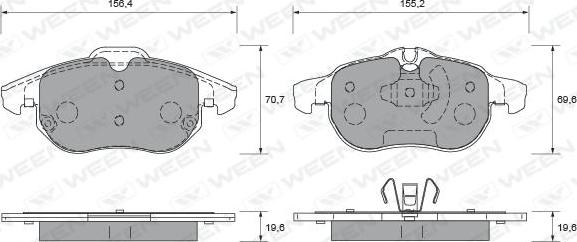 Ween 151-1988 - Тормозные колодки, дисковые, комплект www.autospares.lv