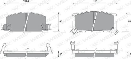 Ween 151-1496 - Brake Pad Set, disc brake www.autospares.lv