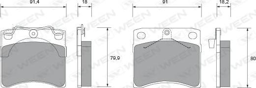 Ween 151-1438 - Bremžu uzliku kompl., Disku bremzes autospares.lv