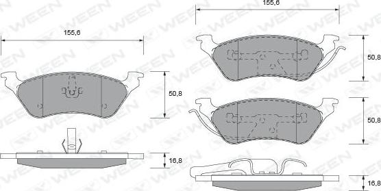 Ween 151-1545 - Bremžu uzliku kompl., Disku bremzes www.autospares.lv