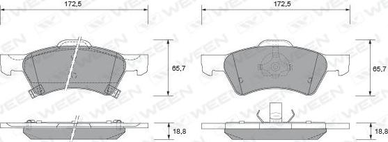 Ween 151-1543 - Bremžu uzliku kompl., Disku bremzes www.autospares.lv