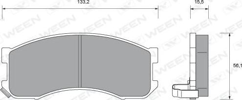 Ween 151-1589 - Тормозные колодки, дисковые, комплект www.autospares.lv