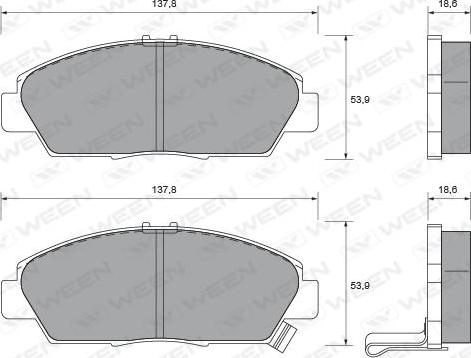 Ween 151-1607 - Тормозные колодки, дисковые, комплект www.autospares.lv