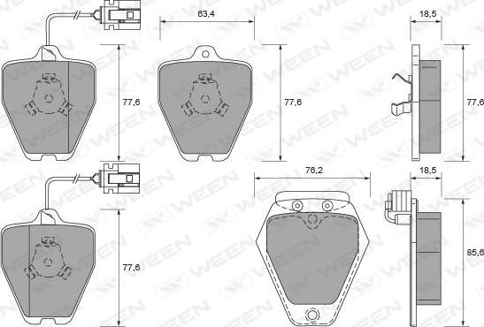 Ween 151-1687 - Тормозные колодки, дисковые, комплект www.autospares.lv