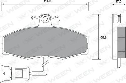 Ween 151-1005 - Тормозные колодки, дисковые, комплект www.autospares.lv