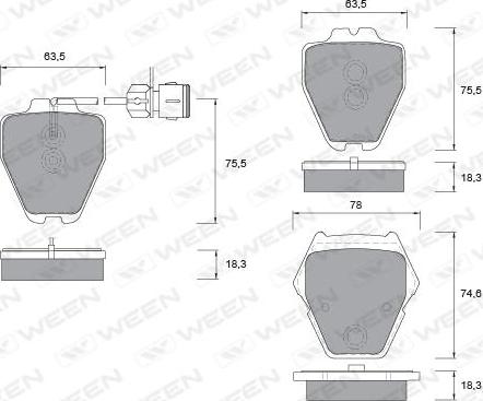 Ween 151-1025 - Тормозные колодки, дисковые, комплект www.autospares.lv