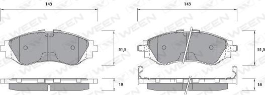 Ween 151-1194 - Bremžu uzliku kompl., Disku bremzes autospares.lv