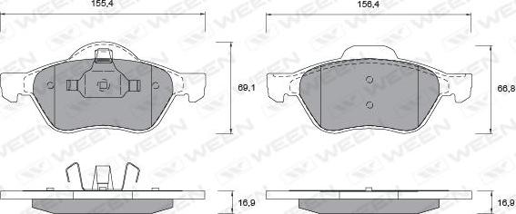 Ween 151-1148 - Тормозные колодки, дисковые, комплект www.autospares.lv