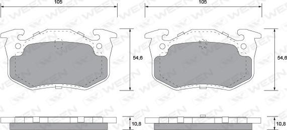 Ween 151-1155 - Тормозные колодки, дисковые, комплект www.autospares.lv