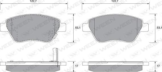 Ween 151-1156 - Тормозные колодки, дисковые, комплект www.autospares.lv