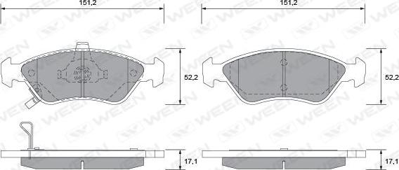 Ween 151-1164 - Тормозные колодки, дисковые, комплект www.autospares.lv