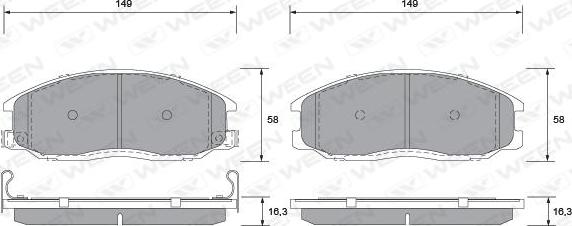 Ween 151-1168 - Brake Pad Set, disc brake www.autospares.lv