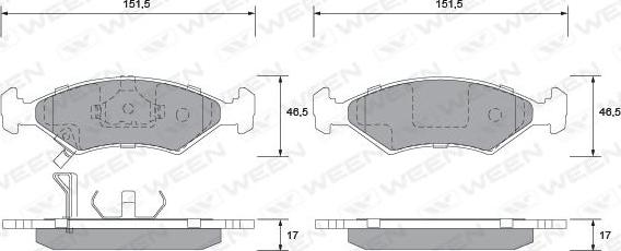 Ween 151-1162 - Bremžu uzliku kompl., Disku bremzes autospares.lv