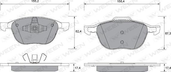 Ween 151-1113 - Тормозные колодки, дисковые, комплект www.autospares.lv