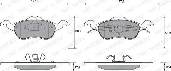 Ween 151-1112 - Bremžu uzliku kompl., Disku bremzes autospares.lv