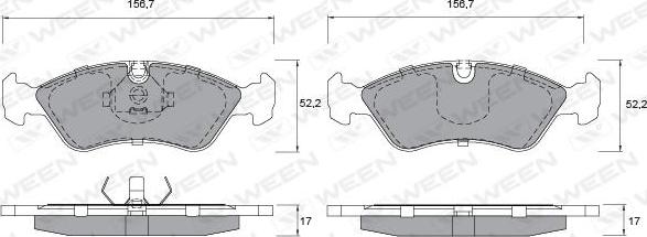 Ween 151-1181 - Bremžu uzliku kompl., Disku bremzes www.autospares.lv