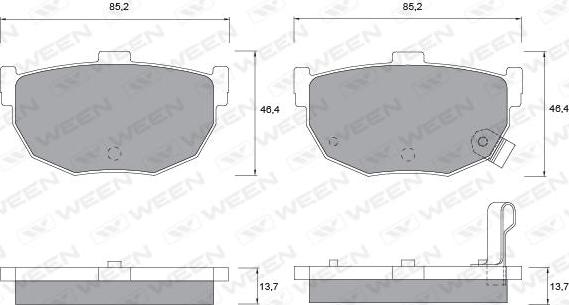 Ween 151-1134 - Тормозные колодки, дисковые, комплект www.autospares.lv