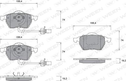 Ween 151-1138 - Тормозные колодки, дисковые, комплект www.autospares.lv