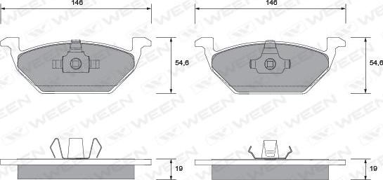 Ween 151-1124 - Тормозные колодки, дисковые, комплект www.autospares.lv