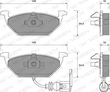 Ween 151-1125 - Тормозные колодки, дисковые, комплект www.autospares.lv