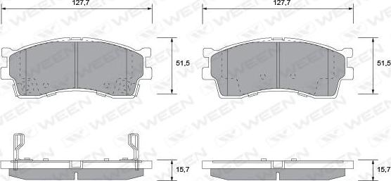 Ween 151-1126 - Тормозные колодки, дисковые, комплект www.autospares.lv