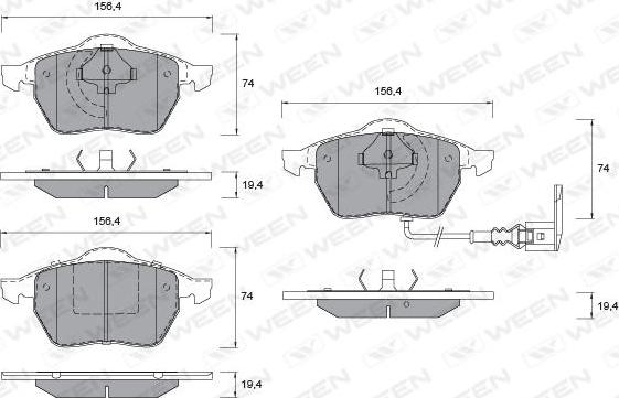 Ween 151-1123 - Тормозные колодки, дисковые, комплект www.autospares.lv