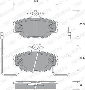 Ween 151-1860 - Bremžu uzliku kompl., Disku bremzes www.autospares.lv