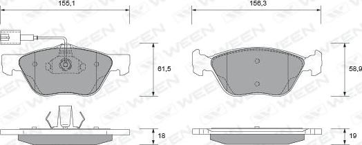 Ween 151-1814 - Bremžu uzliku kompl., Disku bremzes www.autospares.lv