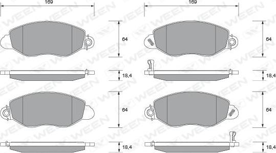 Ween 151-1882 - Bremžu uzliku kompl., Disku bremzes www.autospares.lv