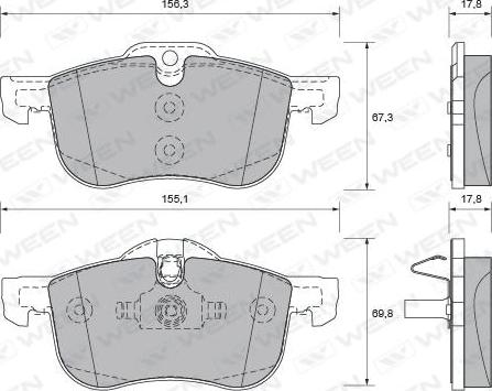 Ween 151-1824 - Bremžu uzliku kompl., Disku bremzes www.autospares.lv