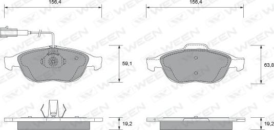 Ween 151-1874 - Тормозные колодки, дисковые, комплект www.autospares.lv