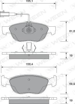 Ween 151-1875 - Тормозные колодки, дисковые, комплект www.autospares.lv