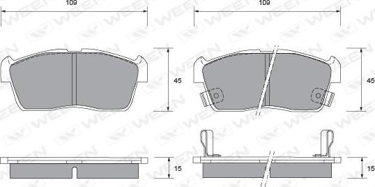 Ween 151-1399 - Тормозные колодки, дисковые, комплект www.autospares.lv