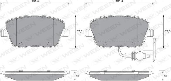 Ween 151-1340 - Тормозные колодки, дисковые, комплект www.autospares.lv