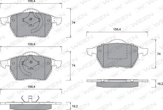 Ween 151-1342 - Тормозные колодки, дисковые, комплект www.autospares.lv