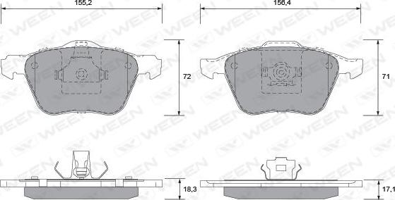 Ween 151-1350 - Bremžu uzliku kompl., Disku bremzes www.autospares.lv