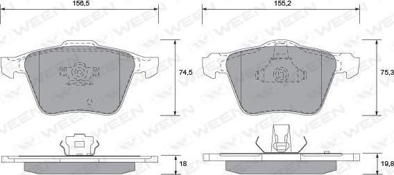 Ween 151-1351 - Bremžu uzliku kompl., Disku bremzes www.autospares.lv